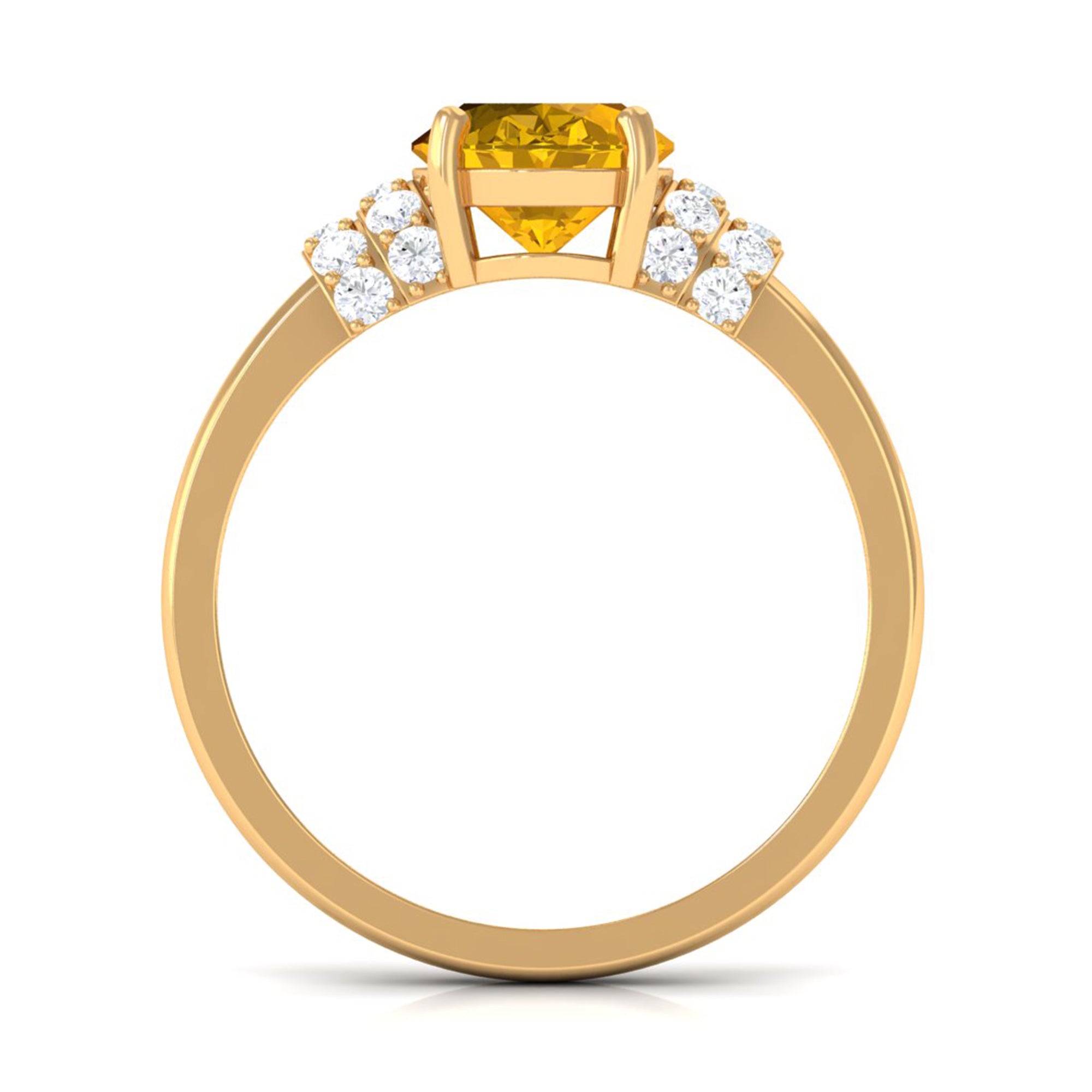 Rosec Jewels-Created Yellow Sapphire Oval Engagement Ring with Moissanite Accent