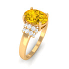 Rosec Jewels-Created Yellow Sapphire Oval Engagement Ring with Moissanite Accent