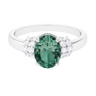 Rosec Jewels-Oval Created Green Sapphire Engagement Ring with Moissanite Accent