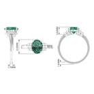 Rosec Jewels-Oval Created Green Sapphire Engagement Ring with Moissanite Accent