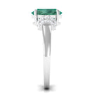 Rosec Jewels-Oval Created Green Sapphire Engagement Ring with Moissanite Accent