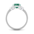 Rosec Jewels-Oval Created Green Sapphire Engagement Ring with Moissanite Accent