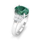 Rosec Jewels-Oval Created Green Sapphire Engagement Ring with Moissanite Accent