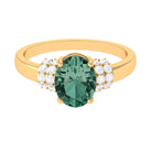 Rosec Jewels-Oval Created Green Sapphire Engagement Ring with Moissanite Accent