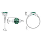 Rosec Jewels-Oval Created Green Sapphire Engagement Ring with Moissanite Accent