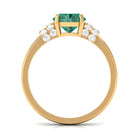 Rosec Jewels-Oval Created Green Sapphire Engagement Ring with Moissanite Accent