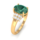 Rosec Jewels-Oval Created Green Sapphire Engagement Ring with Moissanite Accent