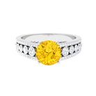 Rosec Jewels-Lab Created Yellow Sapphire and Moissanite Engagement Ring