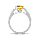 Rosec Jewels-Lab Created Yellow Sapphire and Moissanite Engagement Ring