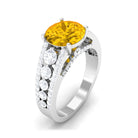 Rosec Jewels-Lab Created Yellow Sapphire and Moissanite Engagement Ring