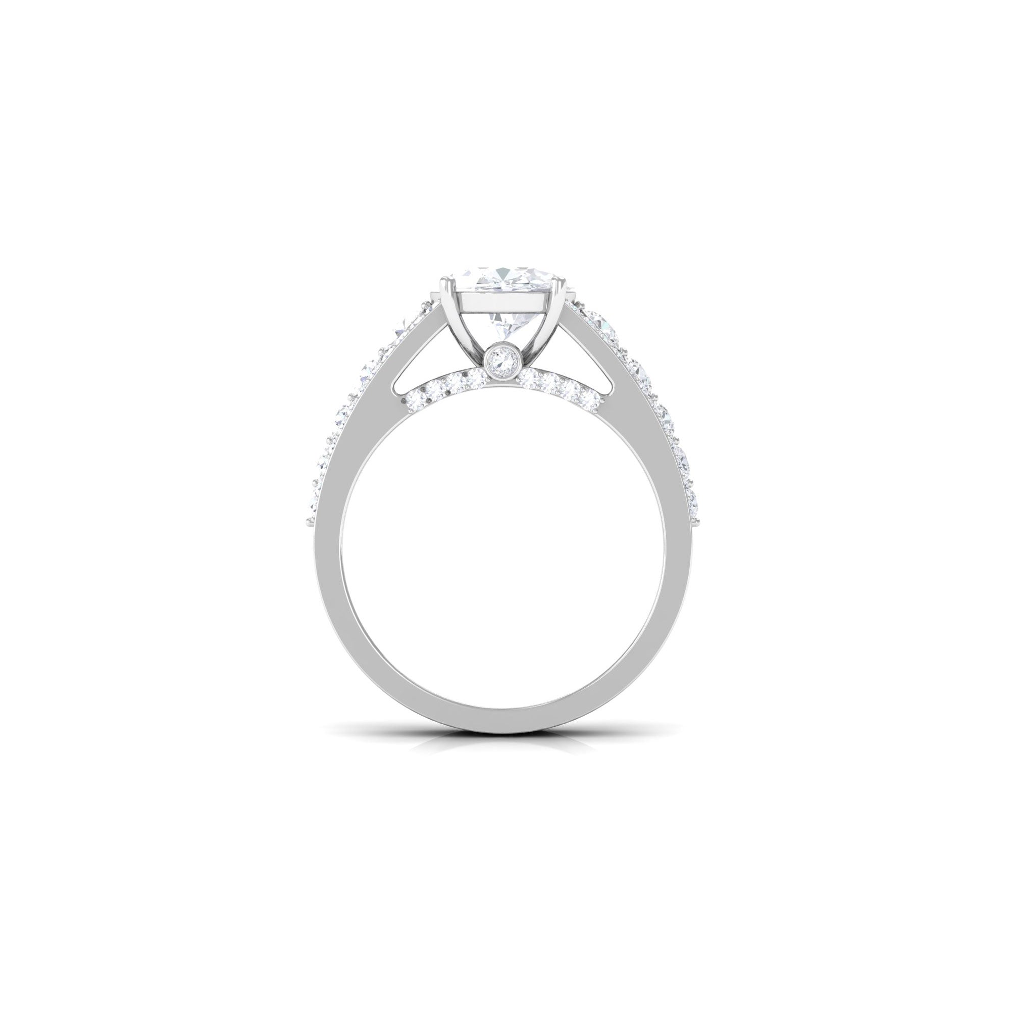 Rosec Jewels-Round Cubic Zirconia Engagement Ring with Side Stones