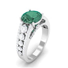 Rosec Jewels-Created Green Sapphire Engagement Ring with Moissanite