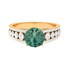 Rosec Jewels-Created Green Sapphire Engagement Ring with Moissanite