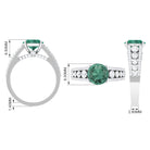 Rosec Jewels-Created Green Sapphire Engagement Ring with Moissanite