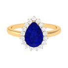 Rosec Jewels-Created Blue Sapphire and Diamond Halo Teardrop Ring