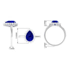 Rosec Jewels-Created Blue Sapphire and Diamond Halo Teardrop Ring