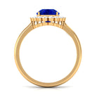 Rosec Jewels-Created Blue Sapphire and Diamond Halo Teardrop Ring