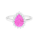 Rosec Jewels-Pear Created Pink Sapphire and Diamond Halo Engagement Ring