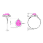 Rosec Jewels-Pear Created Pink Sapphire and Diamond Halo Engagement Ring