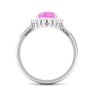 Rosec Jewels-Pear Created Pink Sapphire and Diamond Halo Engagement Ring