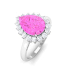 Rosec Jewels-Pear Created Pink Sapphire and Diamond Halo Engagement Ring