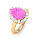 Rosec Jewels-Pear Created Pink Sapphire and Diamond Halo Engagement Ring