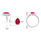 Rosec Jewels-Lab Created Ruby Teardrop Engagement Ring with Diamond Halo