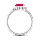 Rosec Jewels-Lab Created Ruby Teardrop Engagement Ring with Diamond Halo