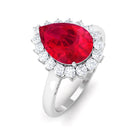 Rosec Jewels-Lab Created Ruby Teardrop Engagement Ring with Diamond Halo