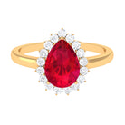 Rosec Jewels-Lab Created Ruby Teardrop Engagement Ring with Diamond Halo