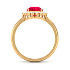 Rosec Jewels-Lab Created Ruby Teardrop Engagement Ring with Diamond Halo