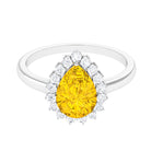 Rosec Jewels-Lab-Created Yellow Sapphire Engagement Ring with Moissanite Halo