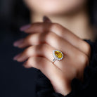 Rosec Jewels-Lab-Created Yellow Sapphire Engagement Ring with Moissanite Halo