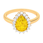 Rosec Jewels-Lab-Created Yellow Sapphire Engagement Ring with Moissanite Halo