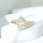 Rosec Jewels-Cubic Zirconia Teardrop Halo Engagement Ring