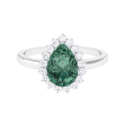 Rosec Jewels-Created Green Sapphire and Moissanite Halo Teardrop Ring