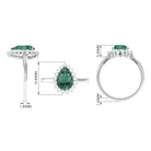 Rosec Jewels-Created Green Sapphire and Moissanite Halo Teardrop Ring