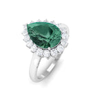 Rosec Jewels-Created Green Sapphire and Moissanite Halo Teardrop Ring