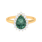 Rosec Jewels-Created Green Sapphire and Moissanite Halo Teardrop Ring