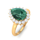 Rosec Jewels-Created Green Sapphire and Moissanite Halo Teardrop Ring