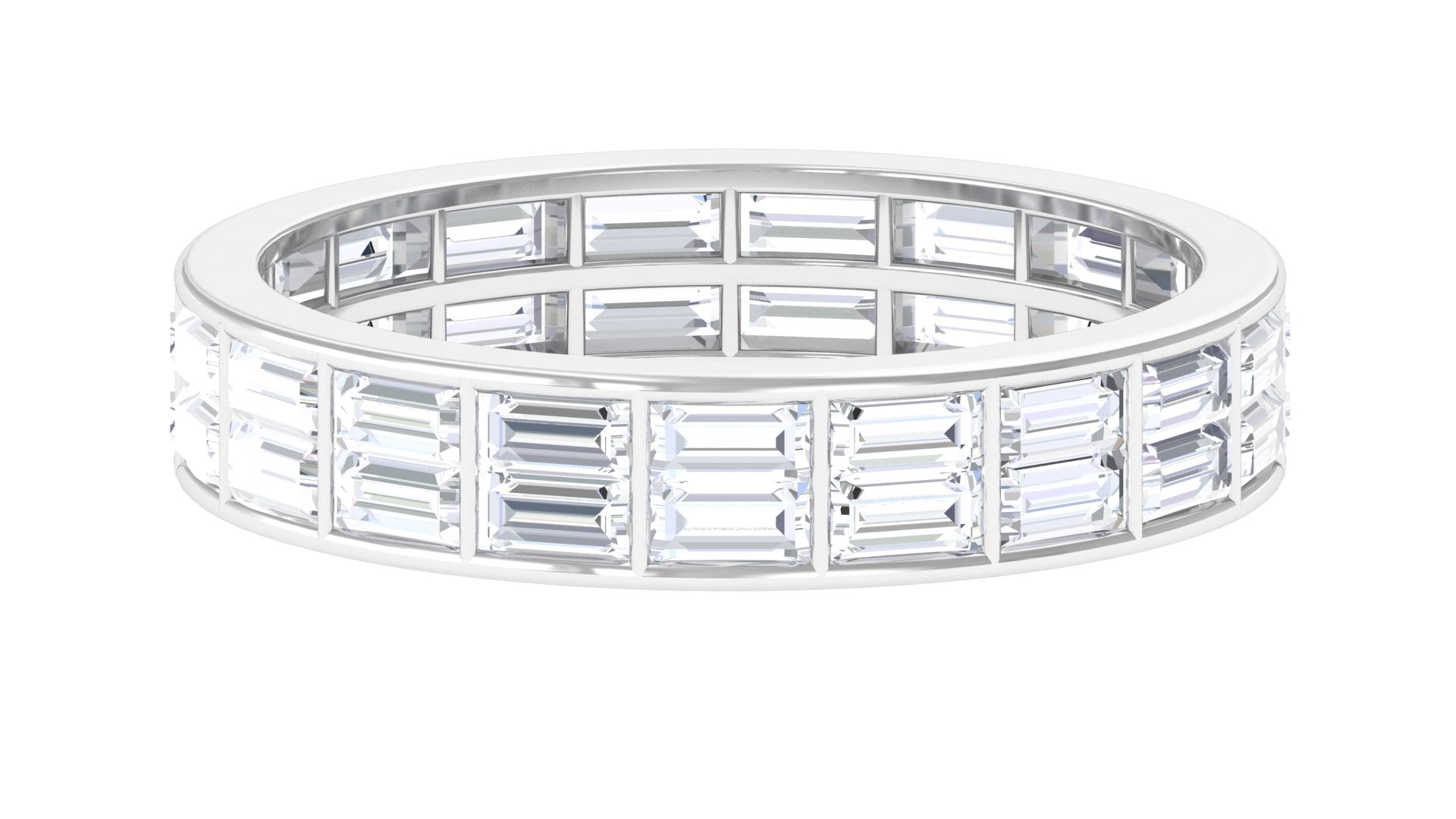 Rosec Jewels-3 CT Cubic Zirconia Two Row Eternity Wedding Band Ring