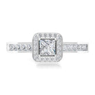 Rosec Jewels-1.25 Ct Halo Solitaire Ring with Princess Cut Diamond Side Stone