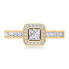 Rosec Jewels-1.25 Ct Halo Solitaire Ring with Princess Cut Diamond Side Stone