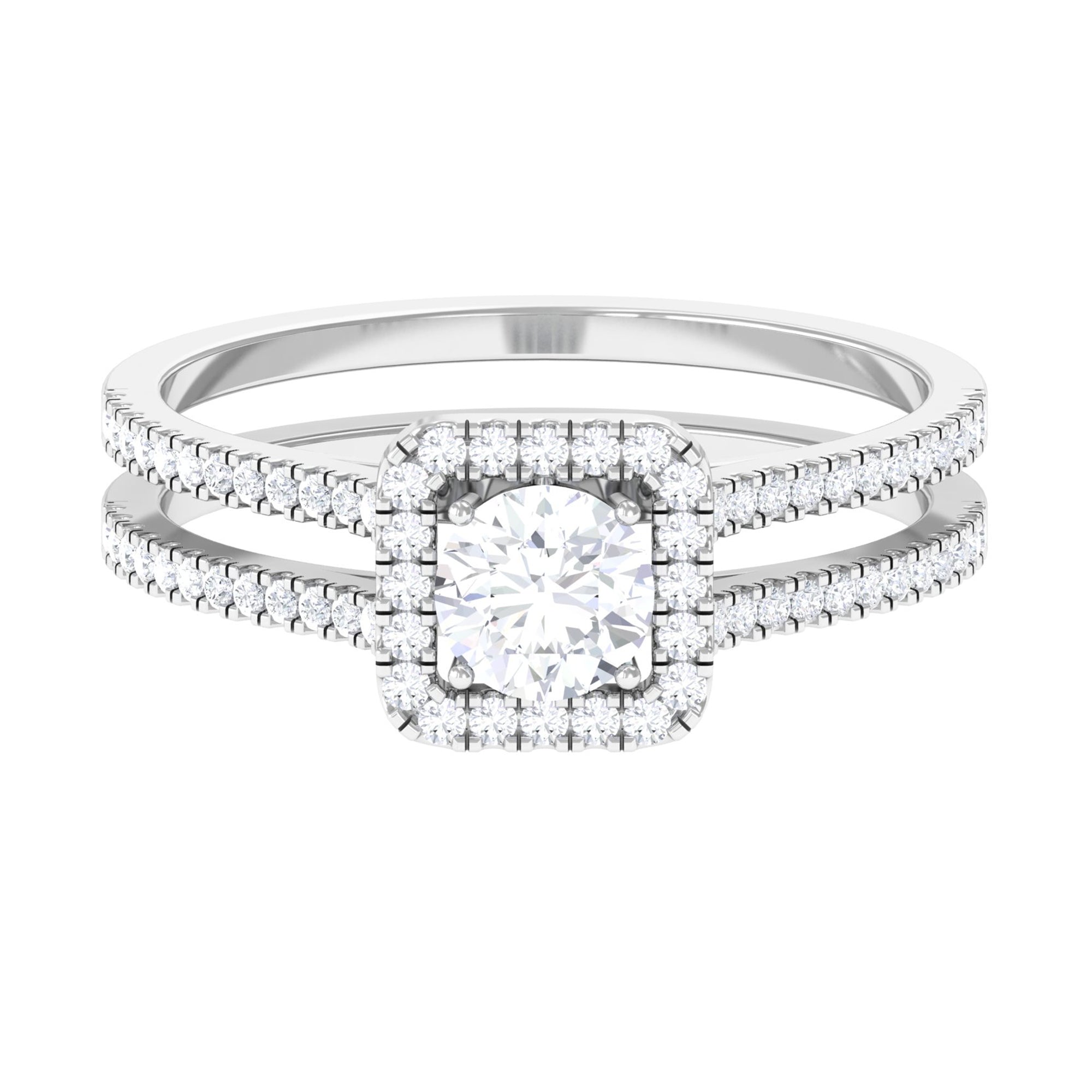 Rosec Jewels-Classic Moissanite Double Band Engagement Ring