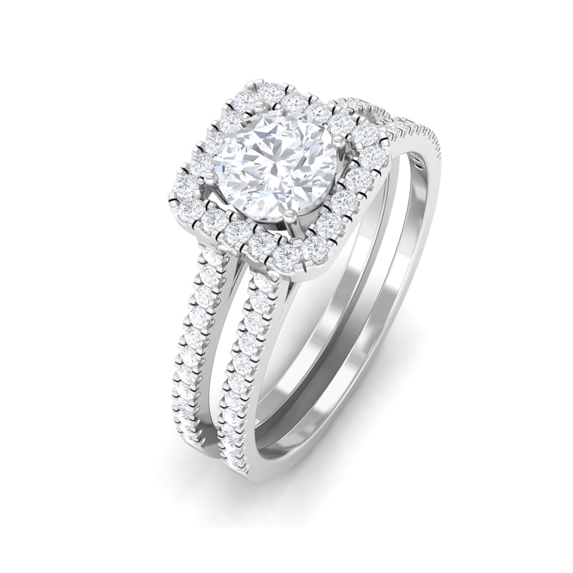 Rosec Jewels-Classic Moissanite Double Band Engagement Ring