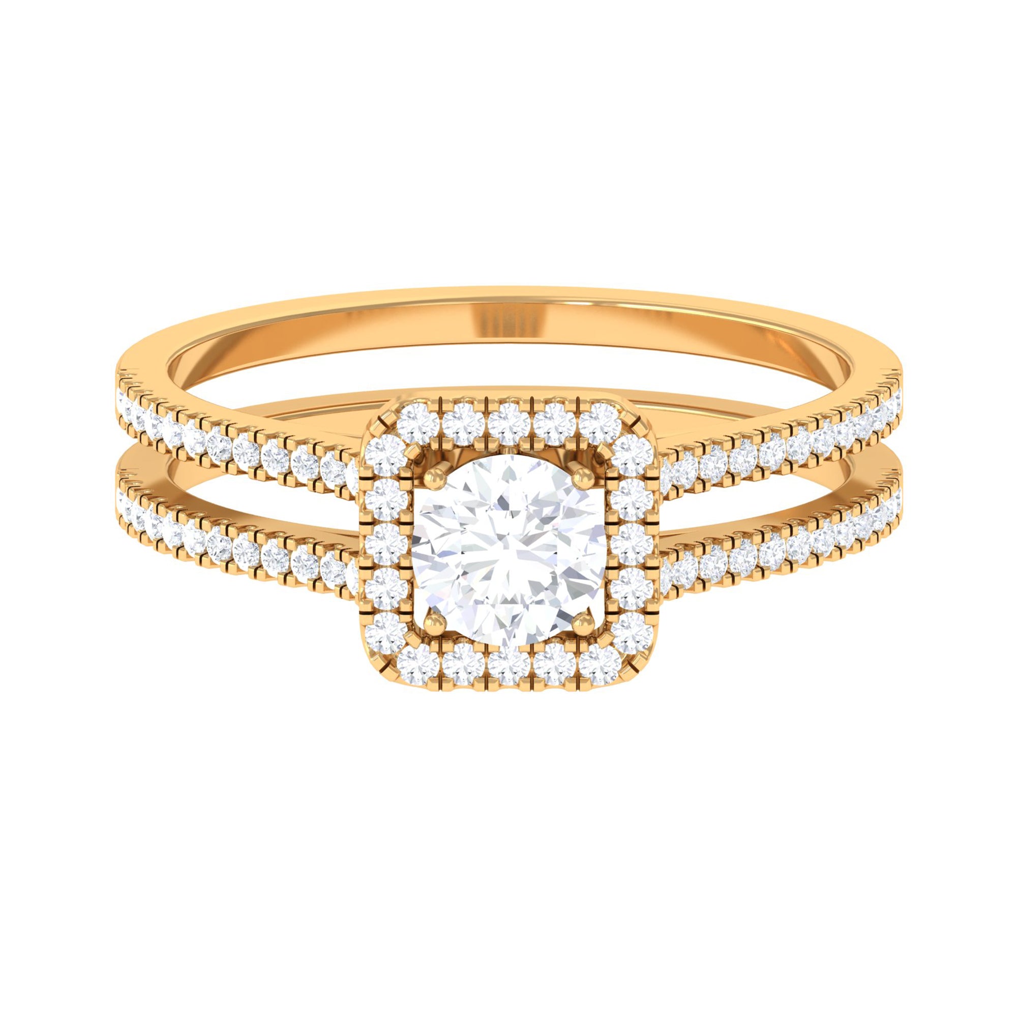 Rosec Jewels-Classic Moissanite Double Band Engagement Ring