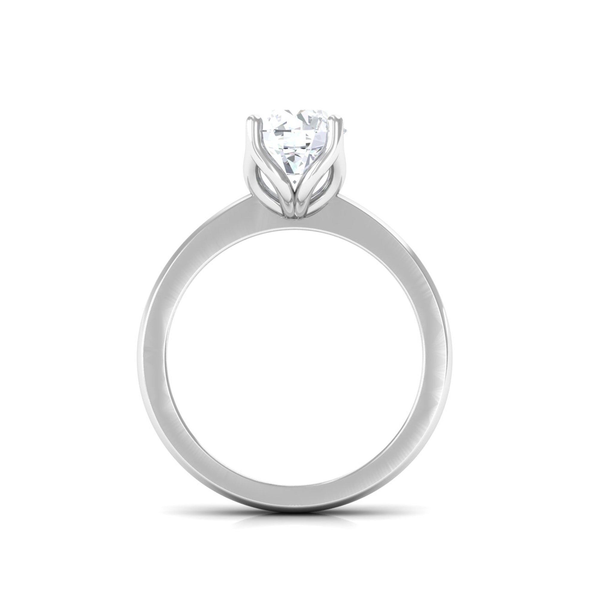 Rosec Jewels-Petal Prong Set Round Moissanite Solitaire Engagement Ring