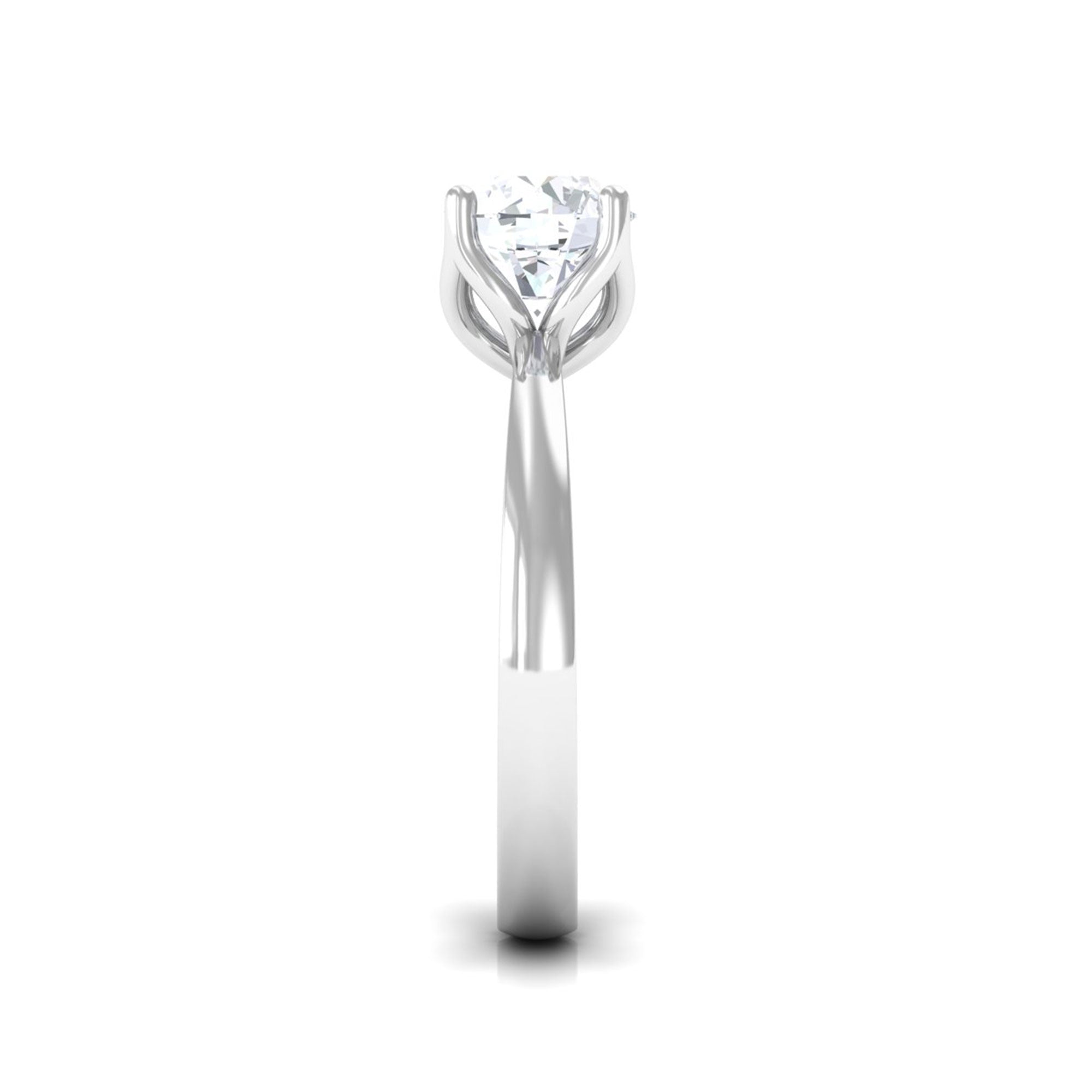 Rosec Jewels-Petal Prong Set Round Moissanite Solitaire Engagement Ring