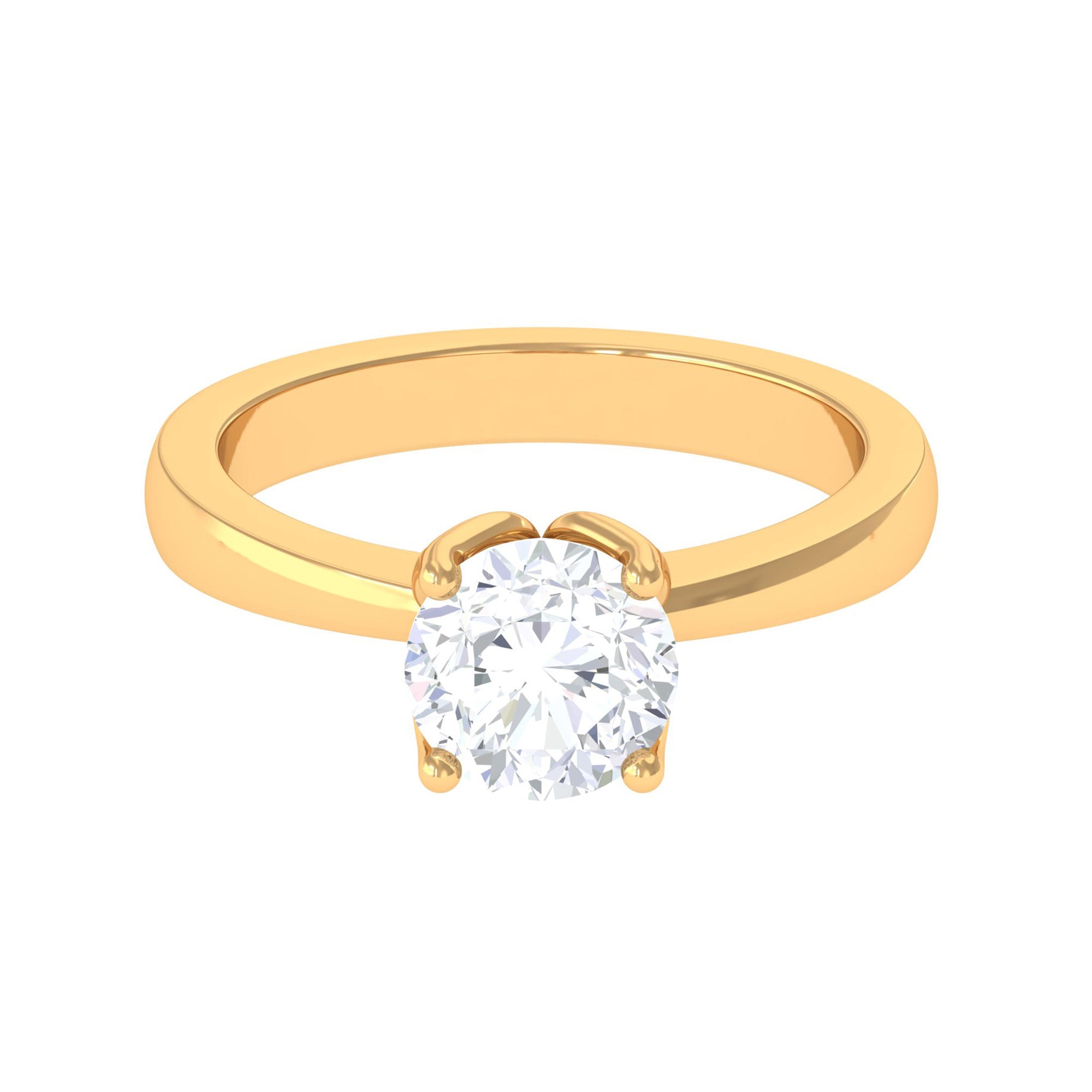 Rosec Jewels-Petal Prong Set Round Moissanite Solitaire Engagement Ring