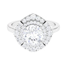 Rosec Jewels-3.25 CT Vintage Inspired Moissanite Engagement Ring with Double Halo